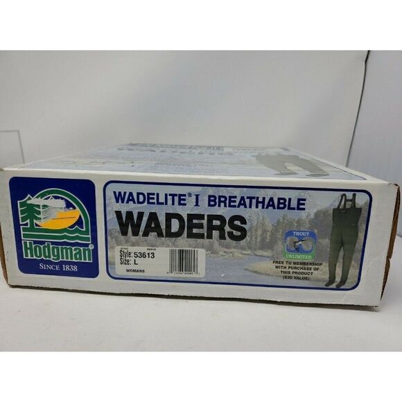 Vtg Wmn's Hodgman Wadelite 1 Breathable Waders~Stockingfoot~Sz LARGE, New In Box - Picture 2 of 4